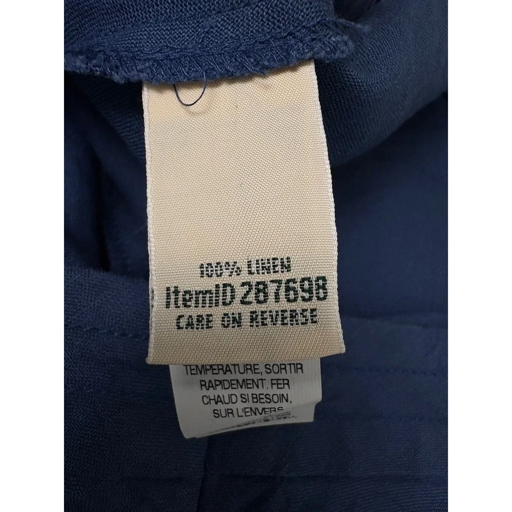 L.L. Bean Womens Navy Blue 100% Linen Skirt Classic Fit Size 14 Cottagecore Boho